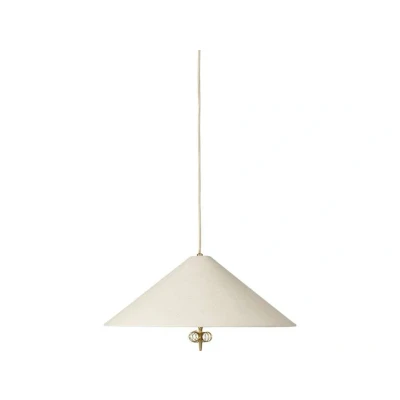 Immagine di Lampada a sospensione Gubi 1967, ottone, paralume in canvas, Ø 56 cm