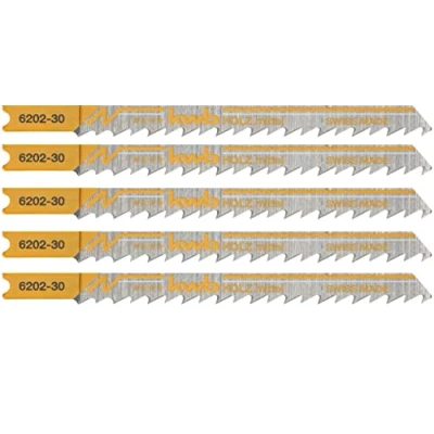 Immagine di kwb 5 x lame per seghetto alternativo Profi Pack legno 620235 (medie, acciaio al carbonio HCS, attacco universale, U101D) Einhell RT JS 85