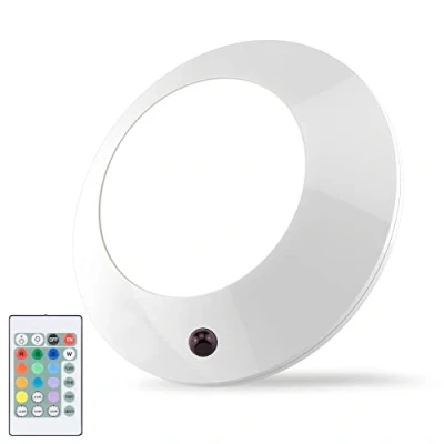 Immagine di HONWELL Plafoniera a LED Luci con Telecomando, Lampada da Soffitto Dimmerabile Batteria, 4 Luminosità Modalità Notturne Senza Fili,16 Colori di per Armadio,Cucina,Corridoio
