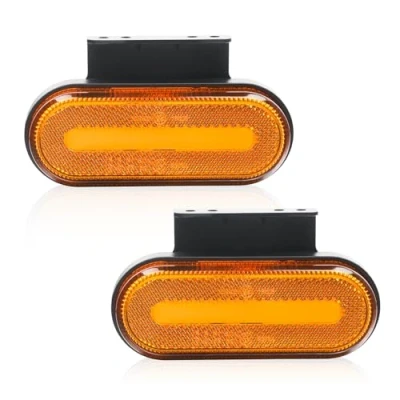 Immagine di AOHEWEI 2 Luci Laterali a LED Ambra Per Rimorchio, 12V/24V di Posizione Anteriori Camion con Riflettore, Omologate ECE R91 R10 Camper, Furgoni, Barche, Autocarri e Caravan