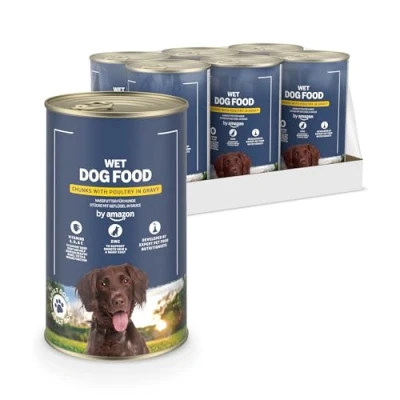Immagine di by Amazon Cibo umido per cani, lattina, pezzi di pollame, in salsa, confezione da 6