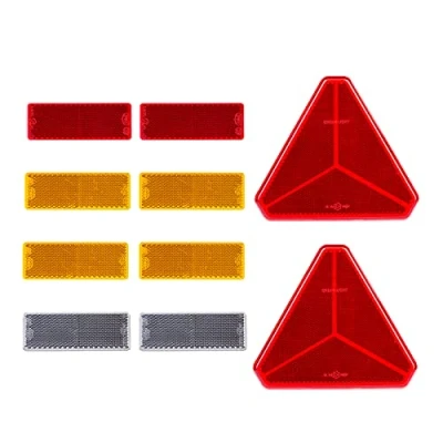Immagine di BEIJISTAR Catarifrangente Rimorchio, 2 x Autoadesivo Triangolare Rosso, Rosso 4 Giallo Bianco Rettangolare, per Camion Rimorchio RV Caravan