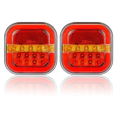 Immagine di AOHEWEI 2 Pezzi 12/24V LED Luci Posteriori per Rimorchio con Impermeabile, Lampada Posizione del Freno Indicatore Direzione Dinamico Riflettore Targa Camper Caravan Trattore Furgone Camion E mark