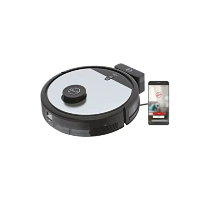 Immagine di Hoover HG5 Robot Aspirapolvere con Mappatura, 0,5 L, Wi Fi, 5 Modalità, 1 Spazzola XL e 2 Laterali, Navigazione Avanzata, 34x34x10,3 cm, Grigio
