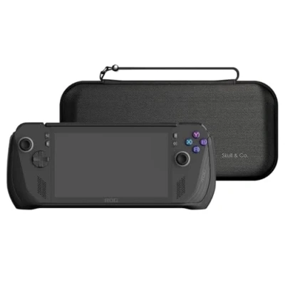 Immagine di Skull &amp; Co. GripCase Bundle for ROG Ally X: A Soft Protective Case with Textured Grips Full Protection and Stand, Shock Absorption Non Slip Anti Scratch Cover Design (with Carrying Case) Black