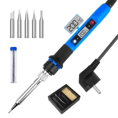 Immagine di WinGluge 80W Saldatore a Stagno Kit, Saldatura Strumenti con Display LED, Temperatura Regolabile 180 480C, 5 Punte di e Supporto Per Saldatore, Riparazioni
