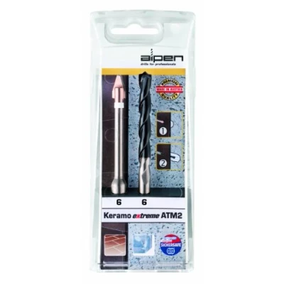 Immagine di Alpen Keramo extreme ATM2 300062100 KIT punte da vetro e piastrelle 2 parti 6 mm 1/4 (6.3 mm), Alberino cilindrico 1