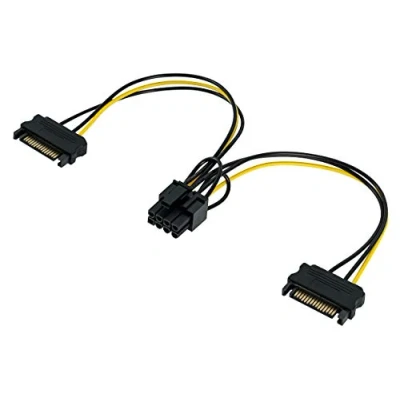 Immagine di POPPSTAR Cavo di alimentazione scheda grafica PCI Express Y da 20 cm 2x connettore Sata 15 pin (f) a 1x adattatore PCIe 8 (m)