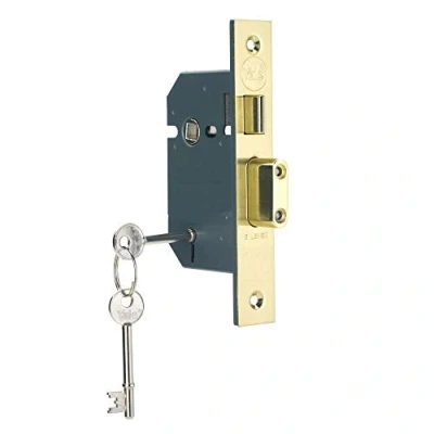 Immagine di Yale YALPM550PB30 Serratura a mortasa 5 Leve, Alta Sicurezza, Finitura in Ottone, 3 Inch/76 mm