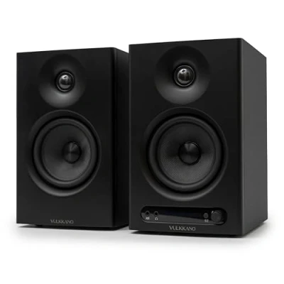 Immagine di VULKKANO PRO4 Casse Monitor Studio con Woofer da 4, Bluetooth, Ingresso Bilanciato TRS, RCA, Uscita per Cuffie, AUX, Ottica, Regolazioni EQ, PC