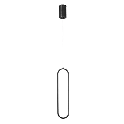 Immagine di lampada a sospensione minimalista, moderna da soffitto per cucina e isola, in metallo, con LED, soggiorno, camera letto, comodino, sala pranzo, cucina, bar (nero, luce bianca)