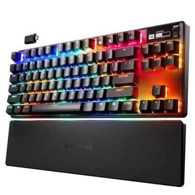 Immagine di SteelSeries Apex Pro TKL Wireless HyperMagnetic Tastiera da gaming La più veloce al mondo Attuazione regolabile Copritasti in PBT Bluetooth 2,4GHz USB C Layout Americano (QWERTY)