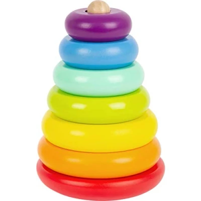 Immagine di Small Foot 11775 Torre da accatastare Arcobaleno, Classico della motricità in Legno, dai Colori sgargianti, 12 Mesi Toys, Multicolore