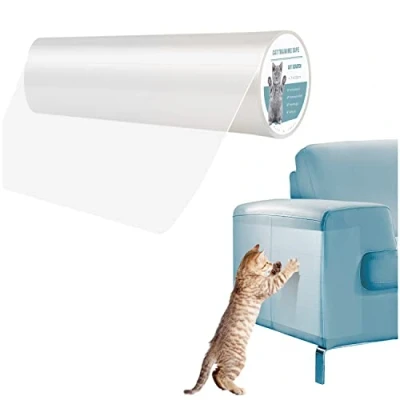 Immagine di Pidsen Protezione Graffi Gatto,40CM*3M Antigraffio per Gatti Nano Nastro Adesivo Porta, Trasparente PVC Divano Protezioni, e Mobili