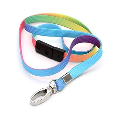Immagine di CKB LTD® 10 x Breakaway Fade righe multicolore Premium di sicurezza cordino laccio girevole in metallo clip per carta d&#039; identità Bright Fun novità Cool cordini misti antisoffocamento
