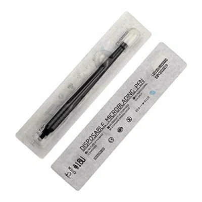 Immagine di 10 pezzi Penna Microblading Monouso usa e Getta con Applicatore di Pigmenti per Confezione Blister Tatuaggio Sopracciglia Trucco Permanente (18U 0.20mm)