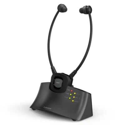 Immagine di Avantree HT381 RF Digitale Cuffie Senza Fili la TV con Controllo del Volume Sn/Ds, Auricolari Wireless dal Ottimizzato per Anziani, Modalità i Rumori Ambientali, Batteria Sostituibile