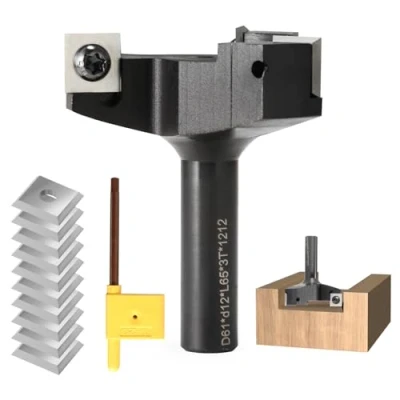 Immagine di Trvoxviq 3 frese per flauti da 12 mm, con 10 coltelli intercambiabili in metallo duro (12 x 1,5 mm), diametro 39 fresa professionale fresatrice superiore e macchine CNC (D=61 S=12)