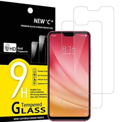 Immagine di NEW&#039;C 2 Pezzi, Vetro Temperato per Xiaomi Mi 8 Lite, Pellicola Prottetiva Anti Graffio, Impronte, Senza Bolle, Durezza 9H, 0,33mm Ultra Trasparente, Resistente