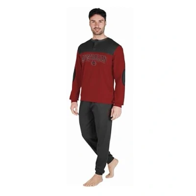 Immagine di AUSTRALIAN Pigiama Lungo Uomo in Caldo Cotone Vari Modelli E Taglie dalla M alla 2XL, Maschile (2XL (52), AI742 Bordeaux/Antracite)