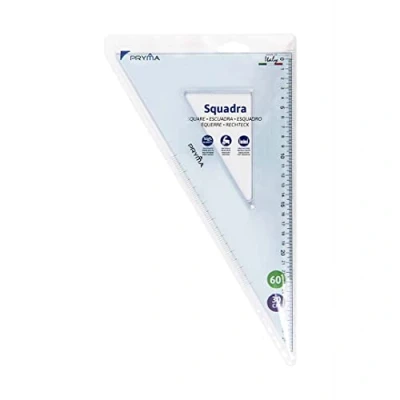 Immagine di Pryma Squadra 60 Strumento Geometrico di Precisione, per Scuola, Ufficio e Disegno Tecnico, Trasparente Resistente (Trasparente, 30 cm)