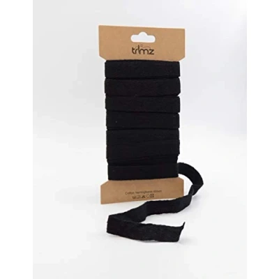 Immagine di Trimz Nastro Singolo in Cotone a Spina di Pesce, Nero, 15mm x 5m, 5 unità