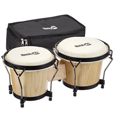 Immagine di Rockjam RJ 100300 7 &quot;e 8&quot; BONGO Set con borsa imbottita e chiave di tuning naturale