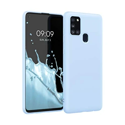 Immagine di kwmobile Custodia Compatibile con Samsung Galaxy A21s Cover Back Case per Smartphone in Silicone TPU Protezione Gommata blu chiaro matt