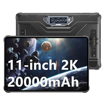 Immagine di OBA OUKITEL RT8 Rugged Tablet 11 Pollici FHD+, 20000mAh Batteria, Processore Helio G99, 12GB+256GB (TF 1TB) Robust, 48MP+32MP Camera Android 13 Tablet, IP68/IP69K Impermeabile OTG/GPS/NFC/Nero