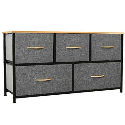 Immagine di YITAHOME Cassettiera in Tessuto, armadietto con 5 cassetti, per Corridoio vano contenitore tessuto soggiorno, camera da letto, cameretta dei bambini, grigio profondo