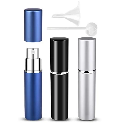 Immagine di Ricaricabile Atomizzatore di Profumo, 3 Pezzi 6ml Mini Nebulizzatori per Profumo Bottiglie Bottiglia viaggio Spruzzino Profumoper Viaggiare Festa (6 ml (nero + argento blu scuro))