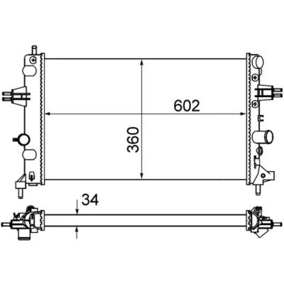 Immagine di MAHLE ORIGINAL CR 574 000S Radiatore motore per veicoli con /senza climatizzatore 602 360 34 Alette di raffreddamento montate meccanicamente
