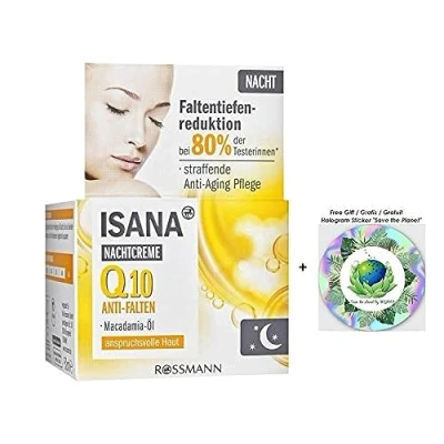 Immagine di ISANA Q10 Crema da notte antirughe Rassodante anti invecchiamento con olio di macadamia 50 ml