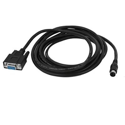Immagine di sourcing map Cavo di programmazione PLC 8P da mini DIN maschio a femmina DB9 RS232, 3 m