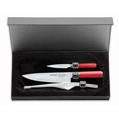 Immagine di F. DICK Set di coltelli Red Spirit coltello da cucina per verdure pinzetta buffet X55CrMo14