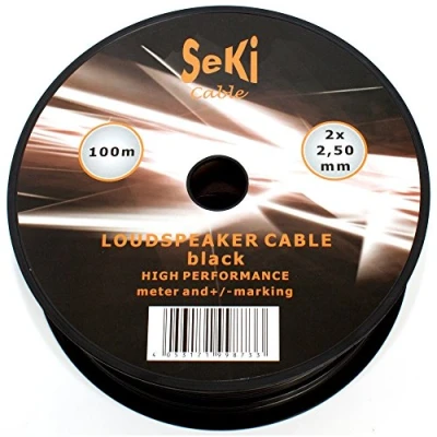 Immagine di SeKi Cavo per altoparlante, 2 x 2,50 mm2, 100 m, colore: nero, CCA