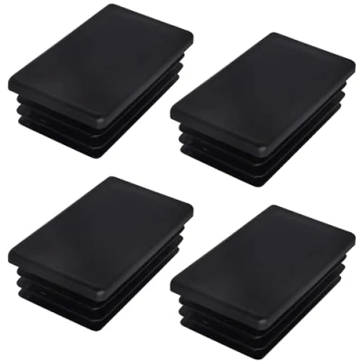 Immagine di SKIR&#039;CO tappi rettangolari in plastica, 40 x 70 mm, per tubi opachi, inserti rettangolari, pali di recinzione, nero RAL 9005, 4 pezzi