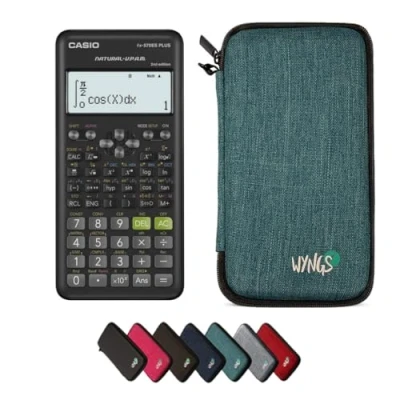Immagine di Casio fx 570ES Plus 2nd edition incluso una custodia protettiva WYNGS in turchese Pacchetto base