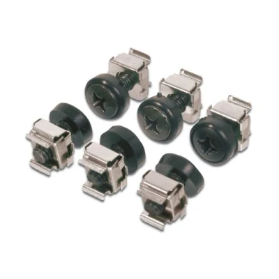 Immagine di DIGITUS DN 19 Set Viti M6 e dadi a gabbia di 50 pezzi montaggio per armadietti server, rack AV, rete da pollici / 10 Kit Nero