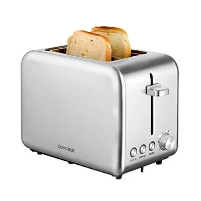 Immagine di CONCEPT Hausgeräte te2050 Tostapane a 2 fette in acciaio INOX, 950 W, 6 livelli di doratura, timer elettronico