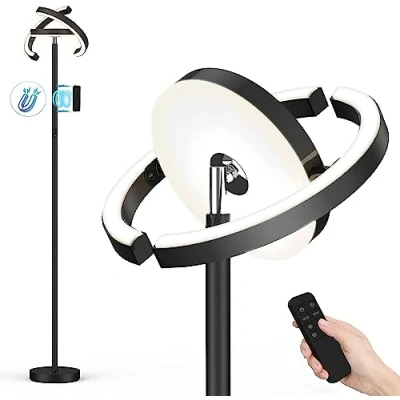 Immagine di FIMEI Lampade da Terra, Piantana Saturno, salotto 3 Temperature di Colore e Oscuramento Continuo, con Telecomando Controllo Tattile, Lampada Moderna