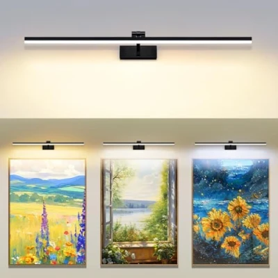 Immagine di LED Lampada da Parete Temperatura Colore Regolabile, 80cm 16W Applique Illuminazione per Pareti Bagno Nero Spazzolato Luci Esposizione con Testa Della Girevole Lettura Faretti Muro