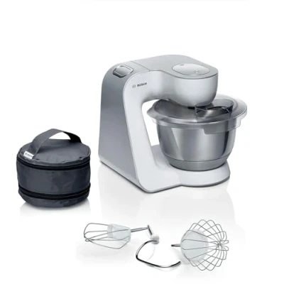 Immagine di Bosch Robot da cucina serie 4 MUM58200, gancio per impastare, frusta e in acciaio inox, tasca accessori, ciotola sistema di miscelazione 3D, bianco/argento