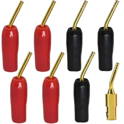 Immagine di Oiyagai 8 Pezzi Connettore Banana Plug Placcato Oro 2mm, per Collegamenti Audio e Amplificatori (4 Rossi + 4 Neri)
