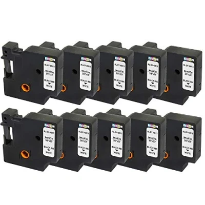 Immagine di 10x Nastro per Etichette compatibile DYMO 40913 S0720680 Nero su Bianco 9mm x 7m LabelManager 160 210D 220P 260P 280 360D 420P 500TS PnP MobileLabeler LabelPoint LabelWriter 450 Duo