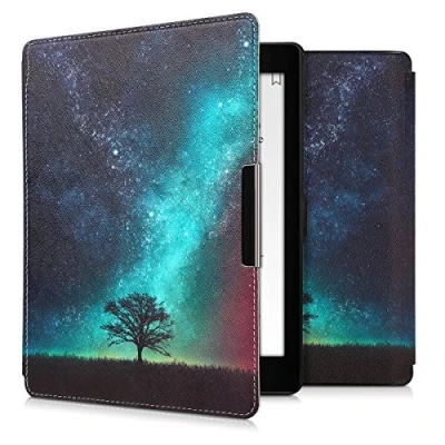 Immagine di kwmobile Custodia eReader Compatibile con Kobo Aura ONE Cover eBook Reader Flip Case blu/grigio/nero Natura e spazio