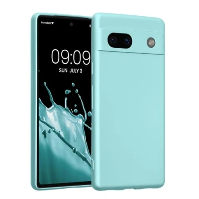 Immagine di kwmobile Custodia Compatibile con Google Pixel 7a Cover Protezione Back Case Morbida Silicone TPU Effetto Metallizzato Menta