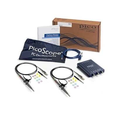 Immagine di Pico Technology PicoScope oscilloscopio digitale a 2 canali 2204A Kit 10 MHz con testine e software PS7 per Windows, Mac, Linux custodia morbida (PQ374)