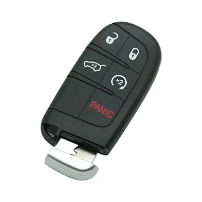 Immagine di BROVACS Guscio di ricambio per chiave + emergenza vuota non tagliata compatibile con JEEP Grand Cherokee Durango 5 pulsanti Smart Keyless Entry Remote Key Case Fob 4 BTN Panic PG756G