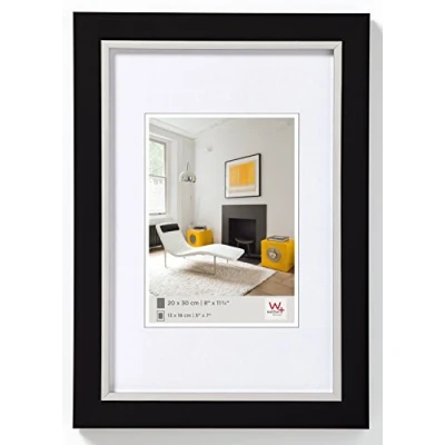 Immagine di walther design nera 13 x 18 cm con bordo interno argento Cornice Metro LO318B
